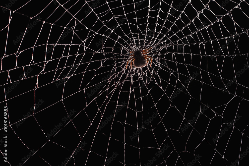Obraz premium Spider web black with transparent background 