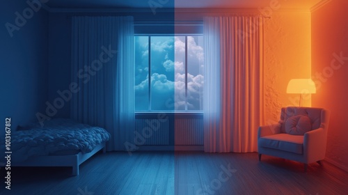 Split Design of Day and Night in a Room