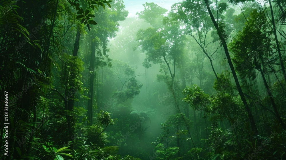 A Mystical Path Through a Lush Green Forest A Mystical Path Through a Lush Green Forest