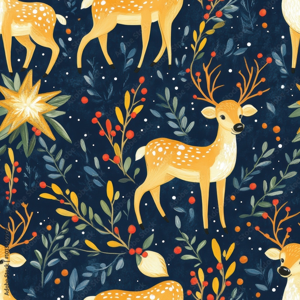 Charming Christmas Reindeer Seamless Pattern Design Charming Christmas Reindeer Seamless Pattern Design