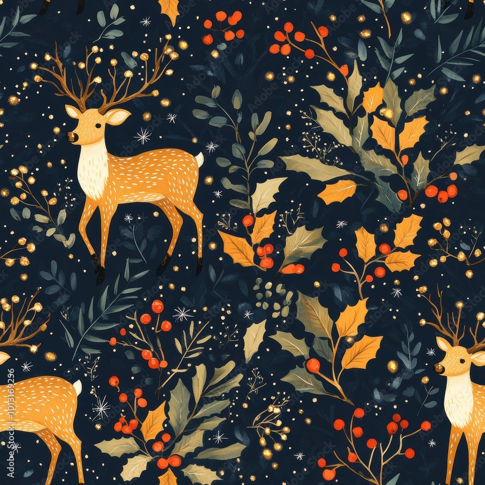 Christmas Reindeer Seamless Pattern Design Christmas Reindeer Seamless Pattern Design