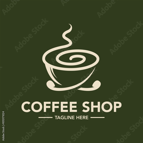 Coffee shop logo design. Coffee shop minimalist logo design. Cafe logo design symbol. Elegant coffee store logo