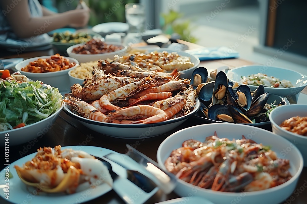 A Table Full of Seafood Delights: A Feast for the Senses A Table Full of Seafood Delights: A Feast for the Senses