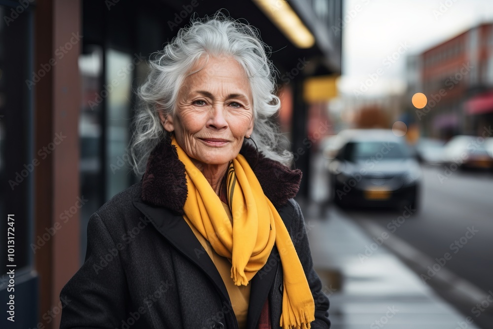 Portrait of a smiling senior woman in the city. Senior woman with gray hair. Portrait of a smiling senior woman in the city. Senior woman with gray hair.
