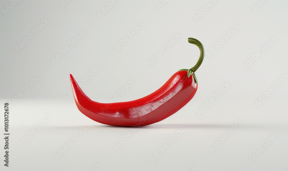 Single red chili pepper, white background, 4K hyperrealistic photo Single red chili pepper, white background, 4K hyperrealistic photo