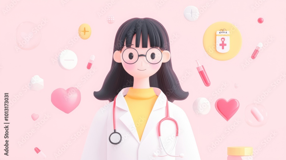Digitally Enhanced Healthcare: Nurse Utilizing AI in a Modern Clinic - Fun and Vibrant Cartoon Style 3D Rendering Digitally Enhanced Healthcare: Nurse Utilizing AI in a Modern Clinic - Fun and Vibrant Cartoon Style 3D Rendering