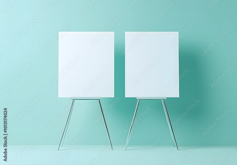 Blank white mock-up design stands for placing images and texts. Gray background. 3D Rendering design Blank white mock-up design stands for placing images and texts. Gray background. 3D Rendering design