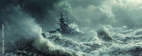 Stormy Seas Battle Against Royal Navy, 4K hyperrealistic photo