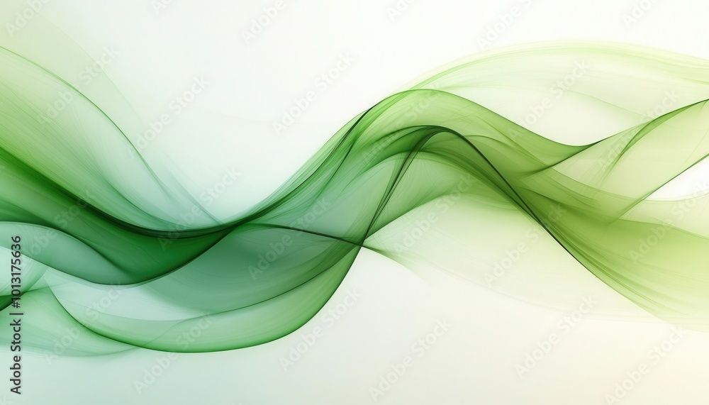 Fototapeta premium Abstract organic green lines flowing seamlessly across a soft background, creating a dynamic and natural wallpaper illustration