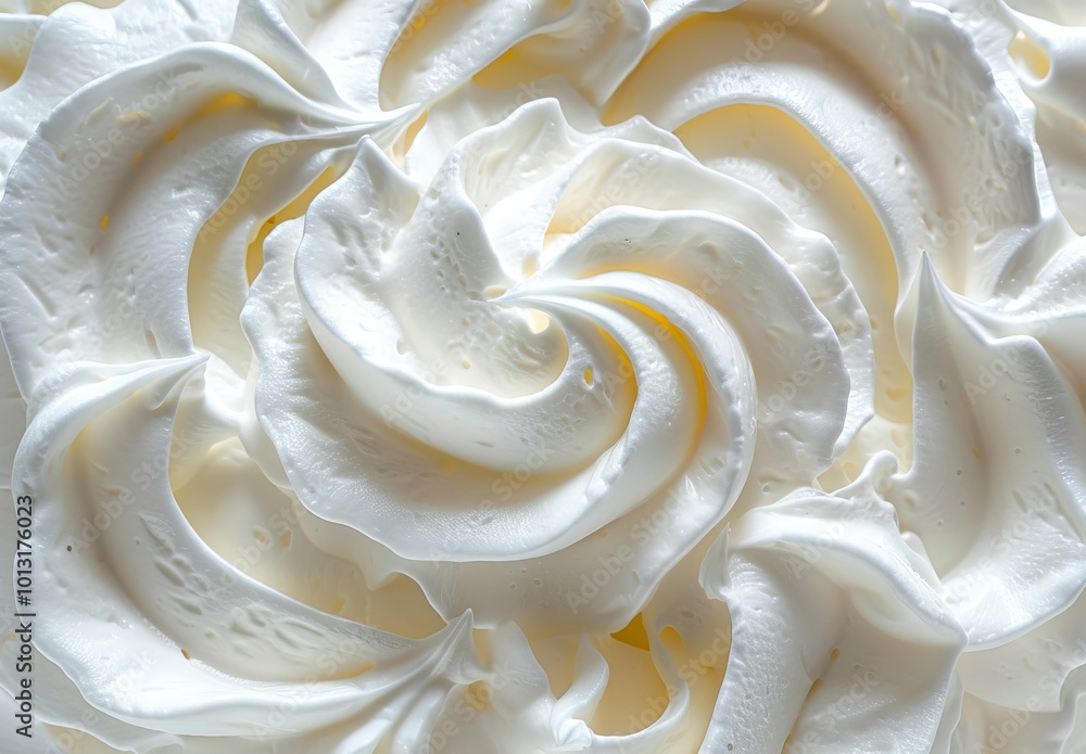 Close Up of Smooth White Cream Swirls on Isolated Background. Close Up of Smooth White Cream Swirls on Isolated Background.