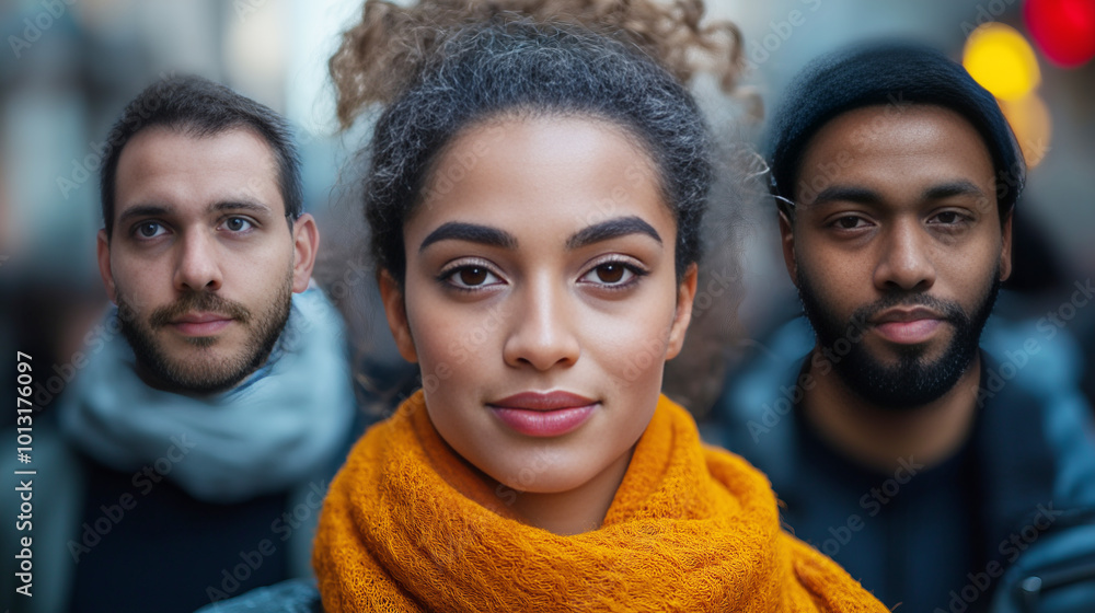 Three diverse young people with serious expressions on their faces Three diverse young people with serious expressions on their faces