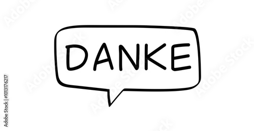 DANKE - Sprechblase mit deutschem Text, Wort in schwarz in schwarzer Blase isoliert auf weißem Hintergrund, Konzept, Vektor Illustration