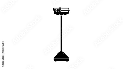 Mechanical Balance Beam Scale, black isolated silhouette