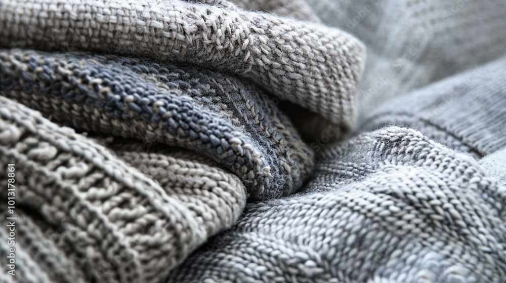 A pile of cozy, knitted blankets in a variety of textures and colors, arranged in a way that suggests a sense of warmth and comfort. A pile of cozy, knitted blankets in a variety of textures and colors, arranged in a way that suggests a sense of warmth and comfort.