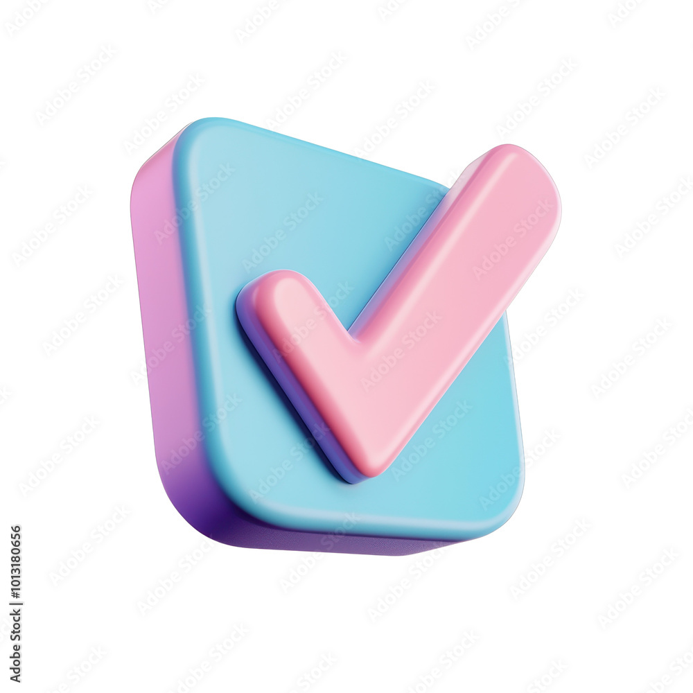 Check mark isolated on white transparent. Cartoon style icon in pastel colors Check mark isolated on white transparent. Cartoon style icon in pastel colors