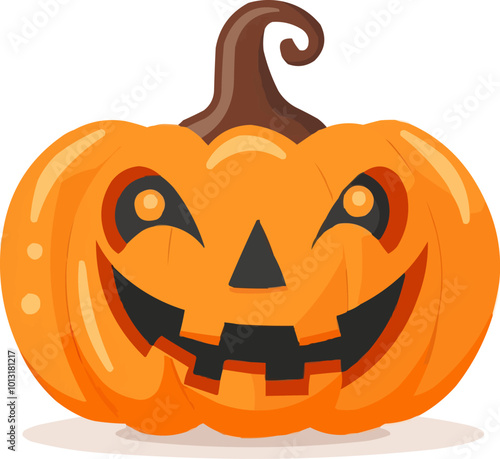 Halloween pumpkin icon flat on white isolated background, vector design.