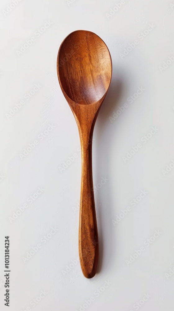 Handcrafted wooden spoon, white background, 4K hyperrealistic photo Handcrafted wooden spoon, white background, 4K hyperrealistic photo