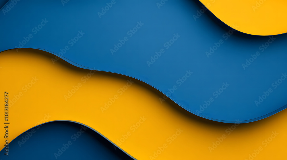 Blue and yellow background design space for text, paper cut-out style, simple shapes, minimalist design, top view, close-up, macro photography design, Blue and yellow background design space for text, paper cut-out style, simple shapes, minimalist design, top view, close-up, macro photography design,