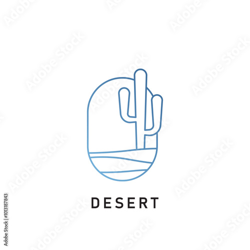 Minimalist abstract desert vector logo, linear desert logo, minimalist desert line logo.