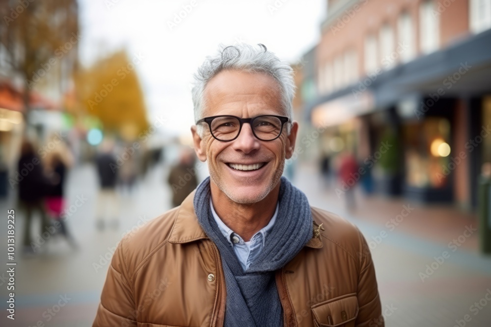 Portrait of senior man with eyeglasses in the city. Portrait of senior man with eyeglasses in the city.