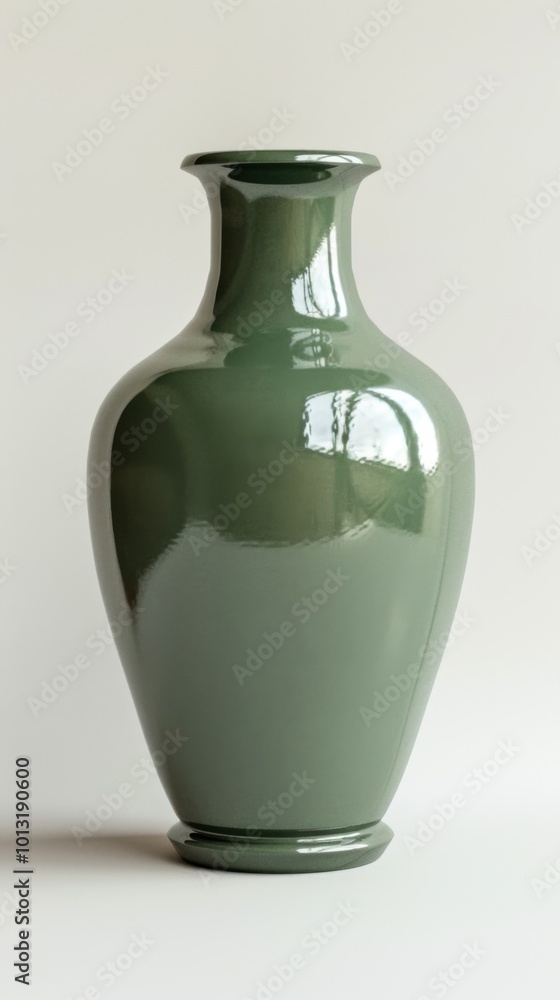 Green ceramic vase, white background, 4K hyperrealistic photo Green ceramic vase, white background, 4K hyperrealistic photo
