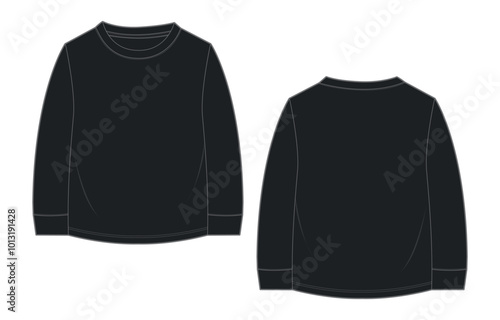 Long sleeve t shirt tops vector illustration black color template for ladies