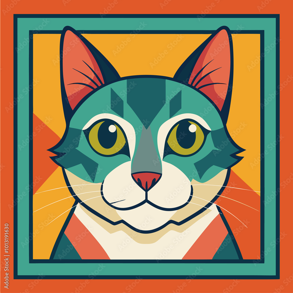 Fototapeta premium Adobe Illustrator Artwork Very nice cat in frame