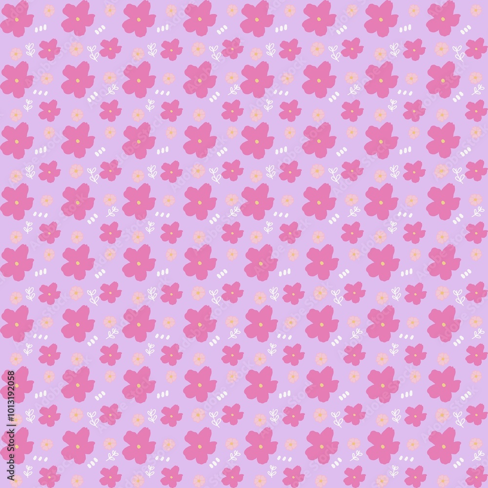 Beautiful pink floral pattern on purple background for decoration Beautiful pink floral pattern on purple background for decoration
