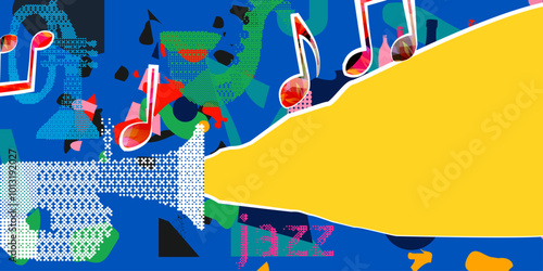 Musical background, play and download music concept. Artistic music festival poster, live concert, creative banner design	