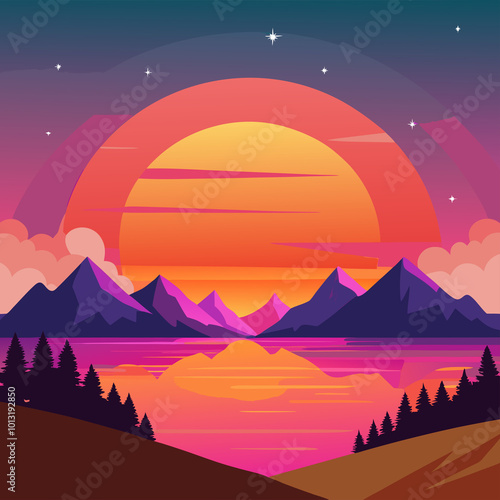 sunset over the mountains