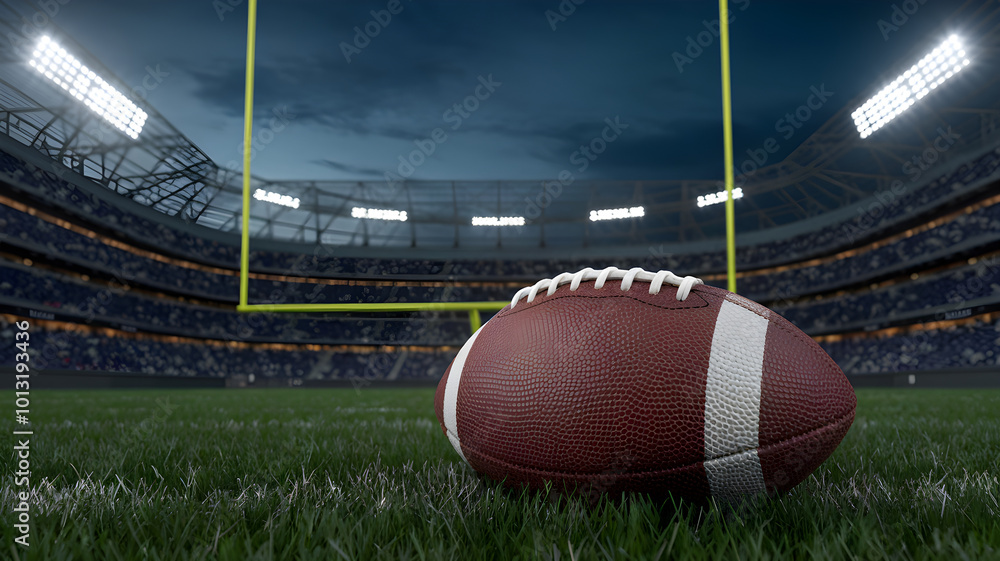 Close-Up View of American Football on Field Close-Up View of American Football on Field