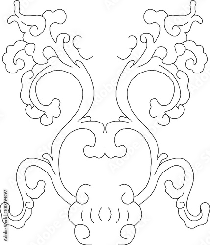 Vector sketch illustration silhouette design classic vintage ethnic background ornate carving ornament classic vintage ethnic traditional