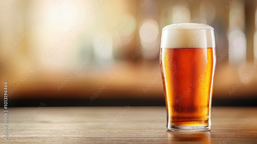 Refreshing Glass of Beer on Wooden Table Refreshing Glass of Beer on Wooden Table