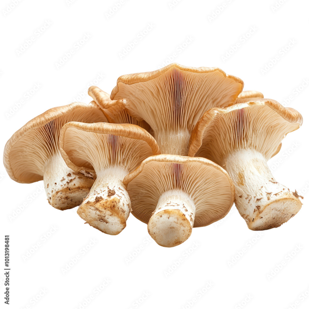 Close-up of Fresh Chanterelle Mushrooms Isolated on a Transparent Background Close-up of Fresh Chanterelle Mushrooms Isolated on a Transparent Background
