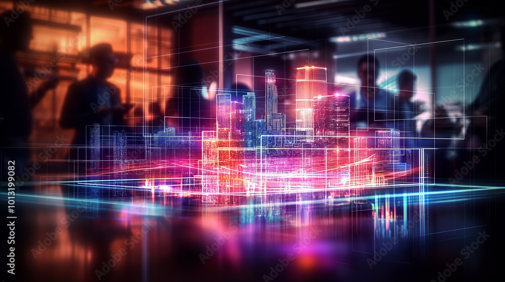Obraz premium Double exposure photography of business and technology 5G wireless, mind, brain, technology, intelligence, head, human, science, digital