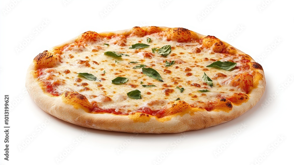 Delicious Classic Cheese Pizza with Fresh Basil Garnish Delicious Classic Cheese Pizza with Fresh Basil Garnish
