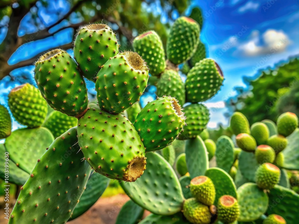 Nopales perched on a walnut tree create a stunning display of nature’s resilience, harmonizing beauty and lush greenery in an enchanting landscape. Nopales perched on a walnut tree create a stunning display of nature’s resilience, harmonizing beauty and lush greenery in an enchanting landscape.