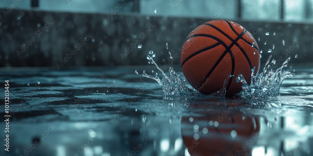 Basketball Ball Splashes Water Basketball Ball Splashes Water