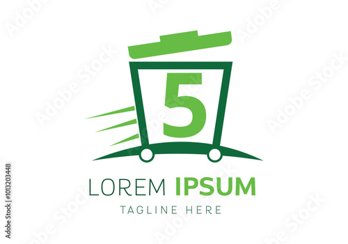 initial letter 5 with Garbage removal logo vector Template