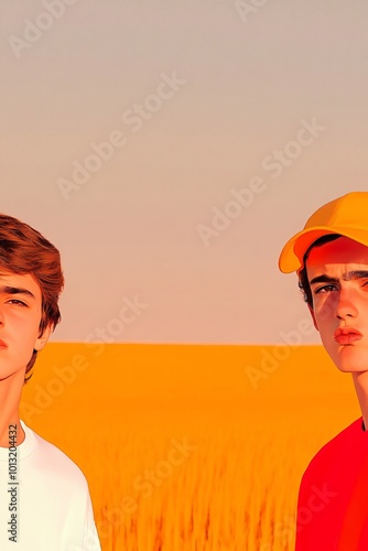 two people in a field