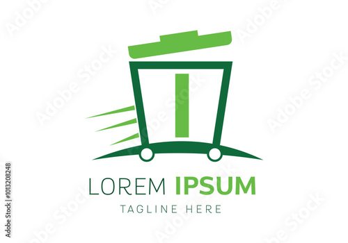 initial letter I with Garbage removal logo vector Template