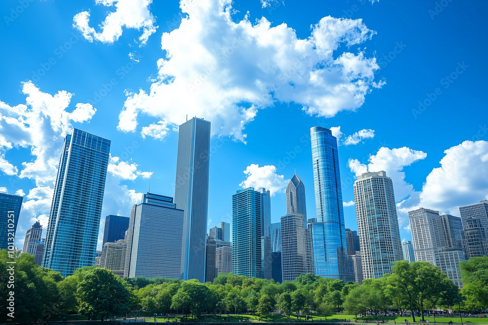 Skyscrapers Under Blue Sky and White Clouds Skyscrapers Under Blue Sky and White Clouds