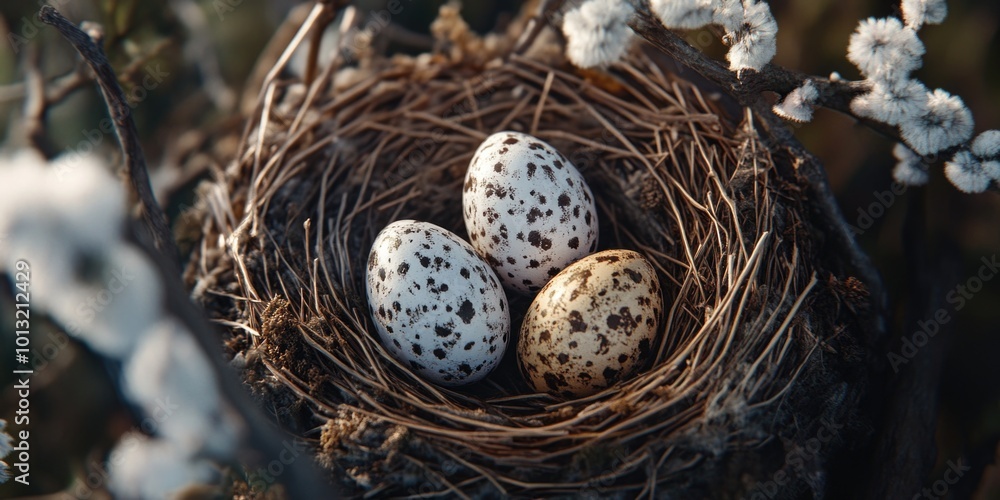 Three eggs in nest Three eggs in nest