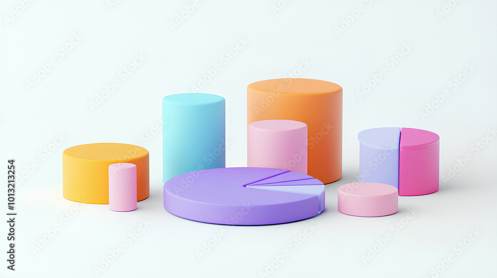 pie chart 3d icons and objects collection, in cartoon style pie chart 3d icons and objects collection, in cartoon style