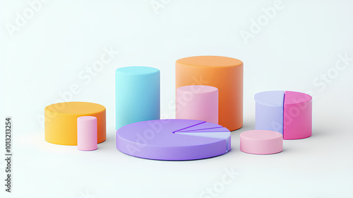 pie chart 3d icons and objects collection, in cartoon style