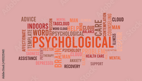 Psychological word cloud template. Business concept vector background defarance keword collurful design.