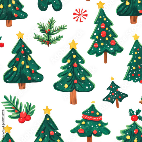 Hand Drawn Doodle Festive Background - Seamless Texture