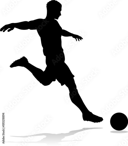 A soccer or football player male silhouette man