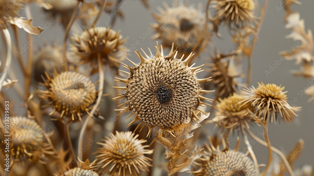 Golden Thistle: A Close-Up Study of Dried Flowers Golden Thistle: A Close-Up Study of Dried Flowers