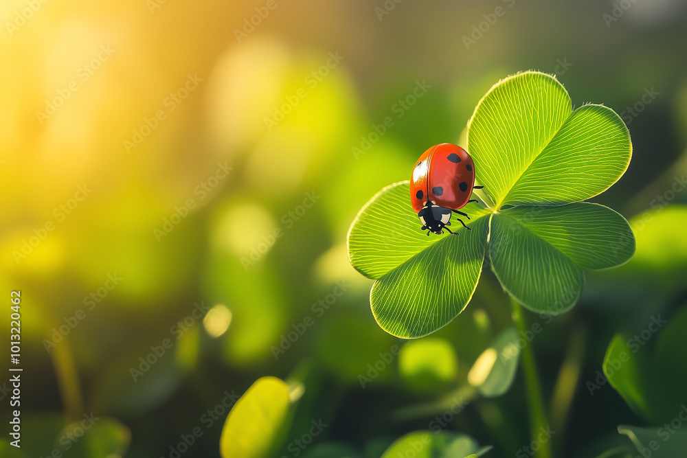 A ladybug is sitting on a leaf of a green plant A ladybug is sitting on a leaf of a green plant
